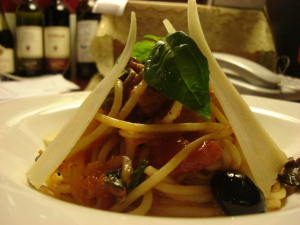 Spaghetti Cherry Tomatoes Olives & Basil